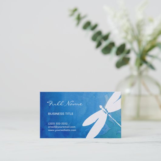 Blauwe en groene Waterverf Dragonfly-Visitekaartje Visitekaartje (Staand voorkant)