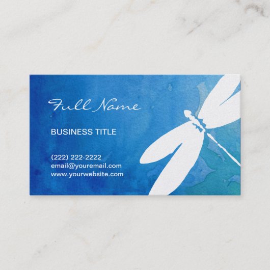 Blauwe en groene Waterverf Dragonfly-Visitekaartje Visitekaartje (Voorkant)