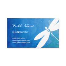 Blauwe en groene Waterverf Dragonfly-Visitekaartje