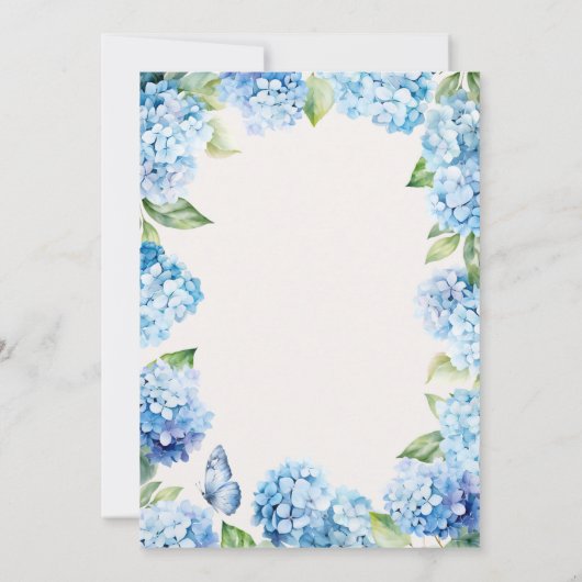 Blauwe en groene Waterverf Hydrangea 80e verjaarda Kaart (Achterkant)