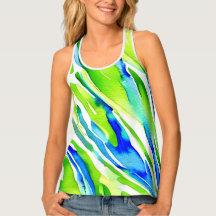 Blauwe en Groene Waterverf Stripes