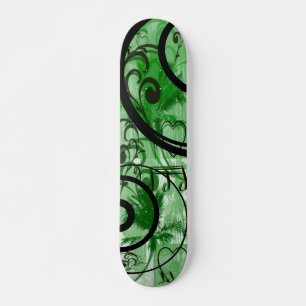 Blauwe en groene wervelingen Grunge Floral Skateboard