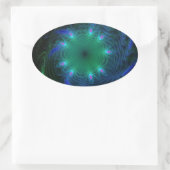 Blauwe en groene wervelingen ovale sticker (Tas)