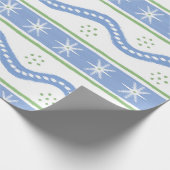 Blauwe en groene wervelstrepen cadeaupapier (Hoek)