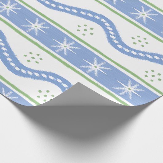 Blauwe en groene wervelstrepen cadeaupapier (Hoek)