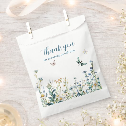 Blauwe en groene wilde bloemen bedankzakje (Geknipt)