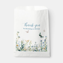 Blauwe en groene wilde bloemen bedankzakje