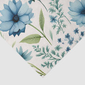 Blauwe en groene wilde bloemen botanisch tissuepapier (Detail)