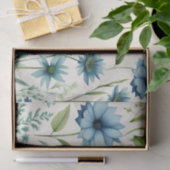 Blauwe en groene wilde bloemen botanisch tissuepapier (Geschenk)
