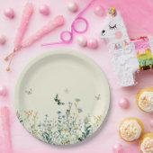 Blauwe en groene wilde bloemen papieren bordje (Feest)