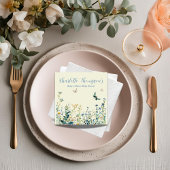 Blauwe en groene wilde bloemen servet