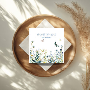 Blauwe en groene wilde bloemen servet