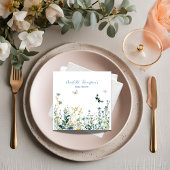 Blauwe en groene wilde bloemen servet