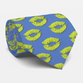 Blauwe en Groene XOXO Zoenende Lippen Stropdas (Opgerold)
