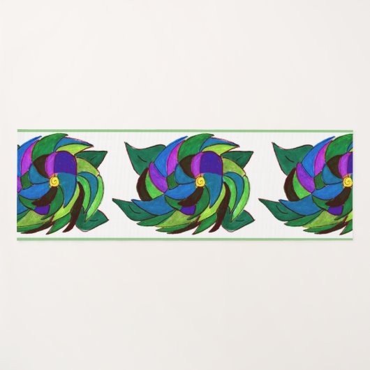 Blauwe en groene Yoga Mat (Voorkant (horizontaal))