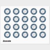Blauwe en groene zaadkraal aangepaste tekst ronde sticker (Vel)
