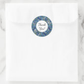 Blauwe en groene zaadkraal aangepaste tekst ronde sticker (Tas)