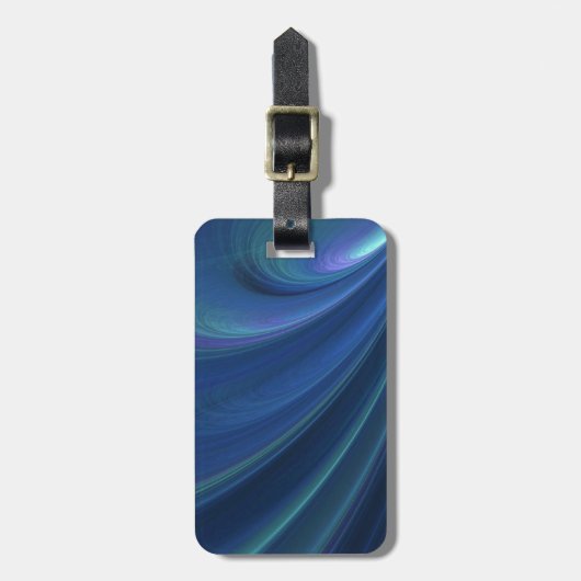 Blauwe en groene zachte zandgolven bagagelabel (Voorkant verticaal)