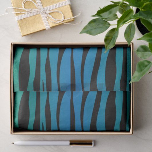 Blauwe en groene Zebra — Dierafdrukken Tissuepapier (Geschenk)