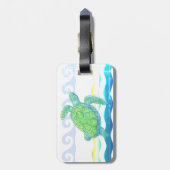Blauwe en groene Zee Bagagelabel (Achterkant verticaal)