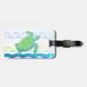 Blauwe en groene Zee Bagagelabel (Achterkant horizontaal)