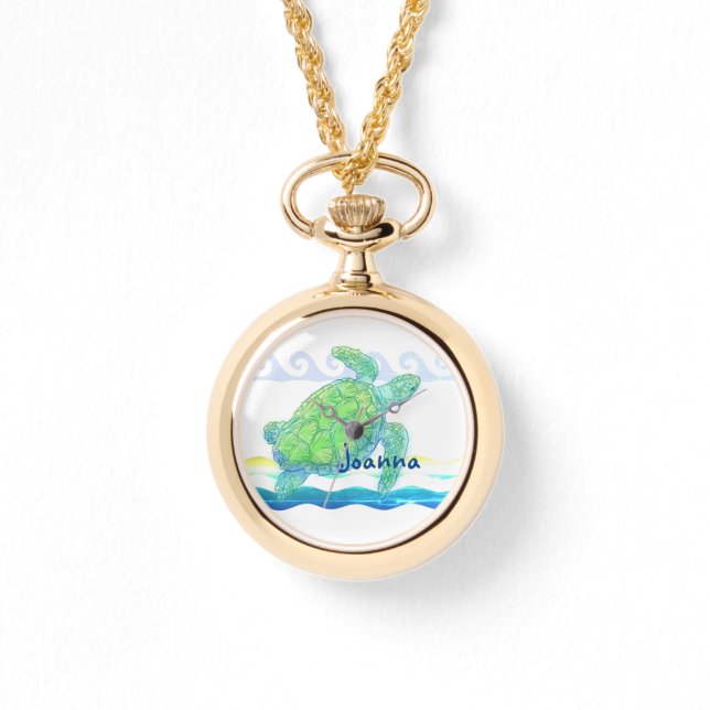 Blauwe en groene Zee Horloge (Voorkant)