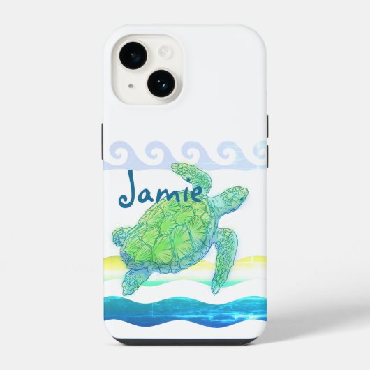 Blauwe en groene Zee iPhone Hoesje (Achterkant)