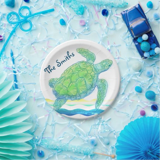 Blauwe en groene Zee Papieren Bordje (Feest)