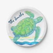 Blauwe en groene Zee Papieren Bordje (Voorkant)