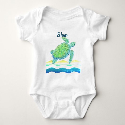 Blauwe en groene Zee Romper (Voorkant)