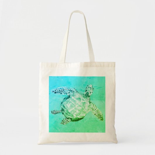 Blauwe en groene Zee schildpad Tote Bag (Voorkant)