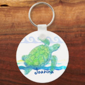 Blauwe en groene Zee Sleutelhanger (Voorkant)