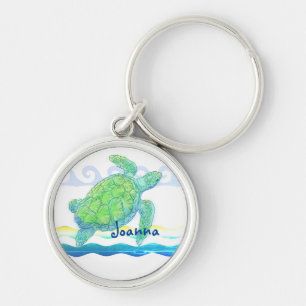 Blauwe en groene Zee Sleutelhanger