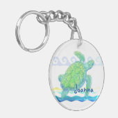 Blauwe en groene Zee Sleutelhanger (Voorkant Links)