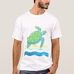 Blauwe en groene Zee T-shirt
