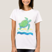Blauwe en groene Zee T-shirt (Voorkant)