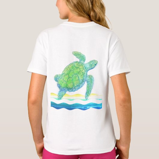 Blauwe en groene Zee T-shirt (Achterkant)