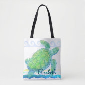 Blauwe en groene Zee Tote Bag (Voorkant)