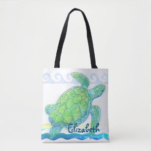 Blauwe en groene Zee Tote Bag