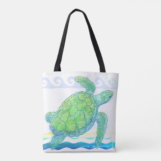Blauwe en groene Zee Tote Bag (Achterkant)