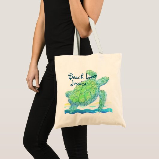 Blauwe en groene Zee Tote Bag (Voorkant (product))