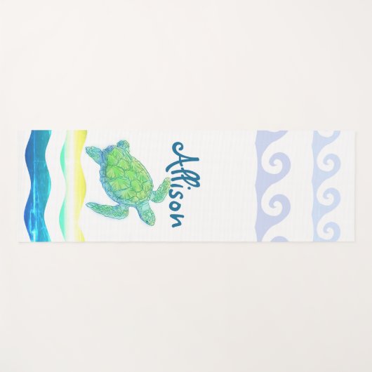 Blauwe en groene Zee Yogamat (Voorkant (horizontaal))