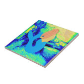 blauwe en groene zeemeermin tegeltje (Zijkant)