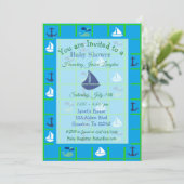 Blauwe en groene zeilboot Nautical Threadians Kaart (Staand voorkant)