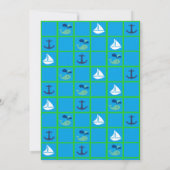 Blauwe en groene zeilboot Nautical Threadians Kaart (Achterkant)