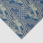 Blauwe en groene zigzagpatronen tissuepapier (Detail)