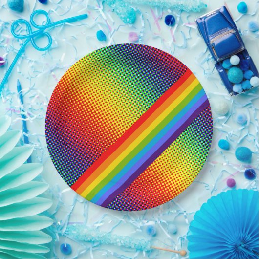 , blauwe en heldere regenboog LGBT Gay Pride Papieren Bordje (Feest)