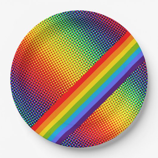 , blauwe en heldere regenboog LGBT Gay Pride Papieren Bordje (Voorkant)