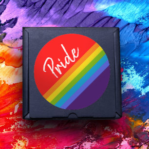 , blauwe en heldere regenboog LGBT Gay Pride Ronde Sticker