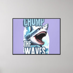 Blauwe en houtskool Shark Wave Graffiti Bold Desig Canvas Afdruk